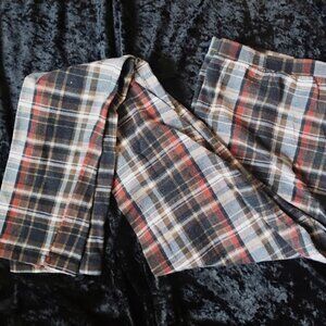 freckles brown plaid leggings size Large black orange white tan